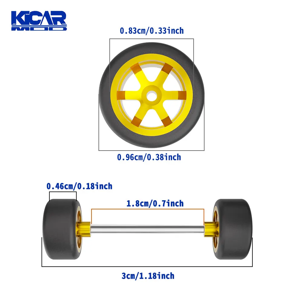 1/64 Model Detachable Wheels Rubber Slick Tires ABS Wheels for Q Car Mainline Diecast Model Car Refit Parts-Dia 9.6mm (5 Set)