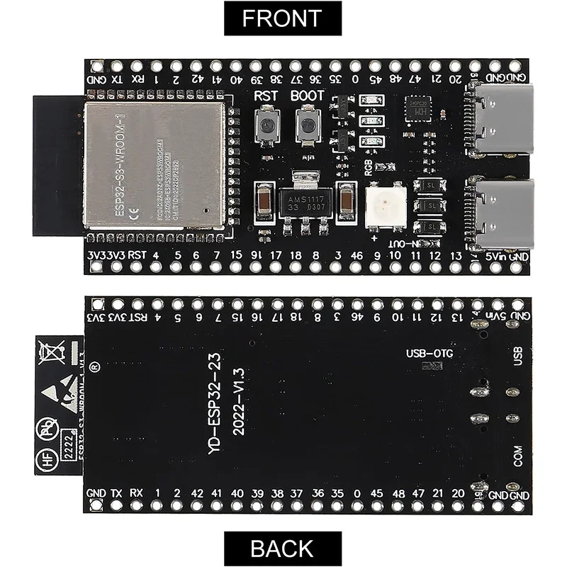 ESP32-S3 Development Board 2.4G Wifi Module for Arduino ESP IDF ESP32-S3-WROOM-1 N8R2 N16R8 44Pin Type-C 8M PSRAM ESP32 S3