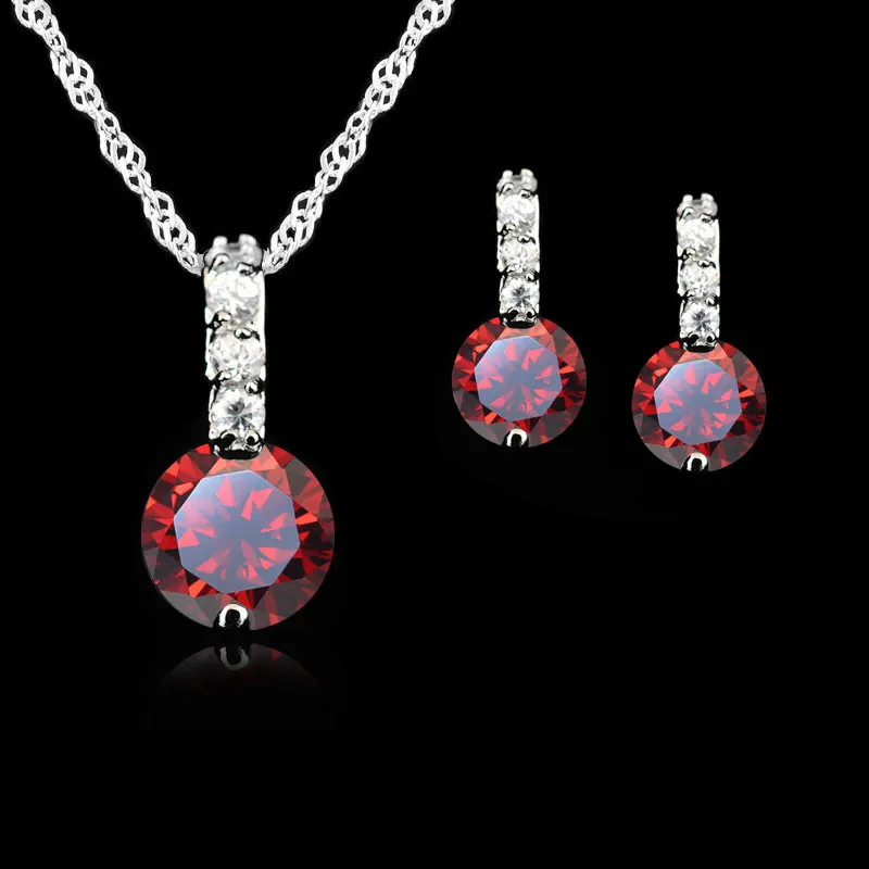 925 Sterling Silver  Jewelry Sets For Women Wedding Austrian Crystal Pendants Necklace Earrings Set For Female/Bridal
