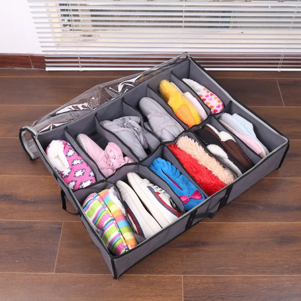 

Складной органайзер для обуви под кровать, многосекционный, прозрачный, с молнией, водонепроницаемый, из нетканого ПВХ, большой вместимости