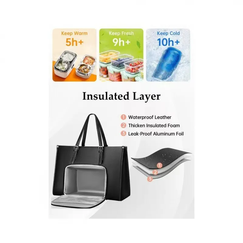 

2 In 1 Lunch Tote Bag for Women, 15.6 Inch Tote Bag with Lunch Compartment, Tote Bag for Work, Lunch Bag, Lunch Bag Purse Combo