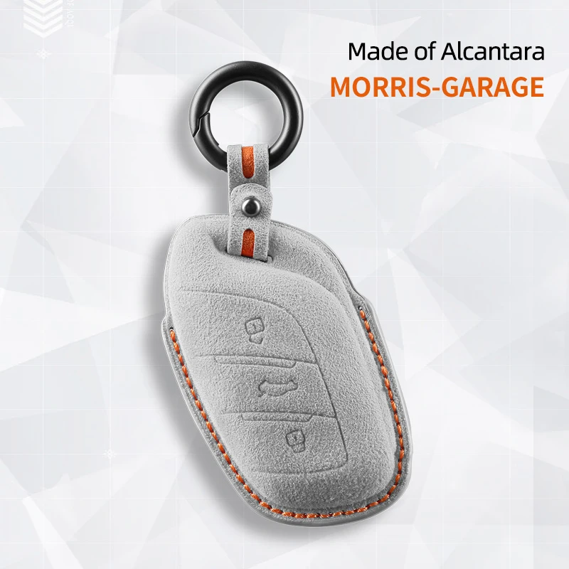 

Car Key Case Cover Shell For MG 2019 2022 2021 2023 ZS EV MG6 EZS HS EHS For Roewe RX5 i6 i5 RX3 RX8 ERX5 Alcantara Keychain