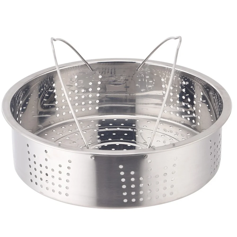

1Set Stainless Steel Double Handle Steamer Eco-Friendly Sanitary Steaming Rack for Electric Cooker 21.1cm Full Hole 304
