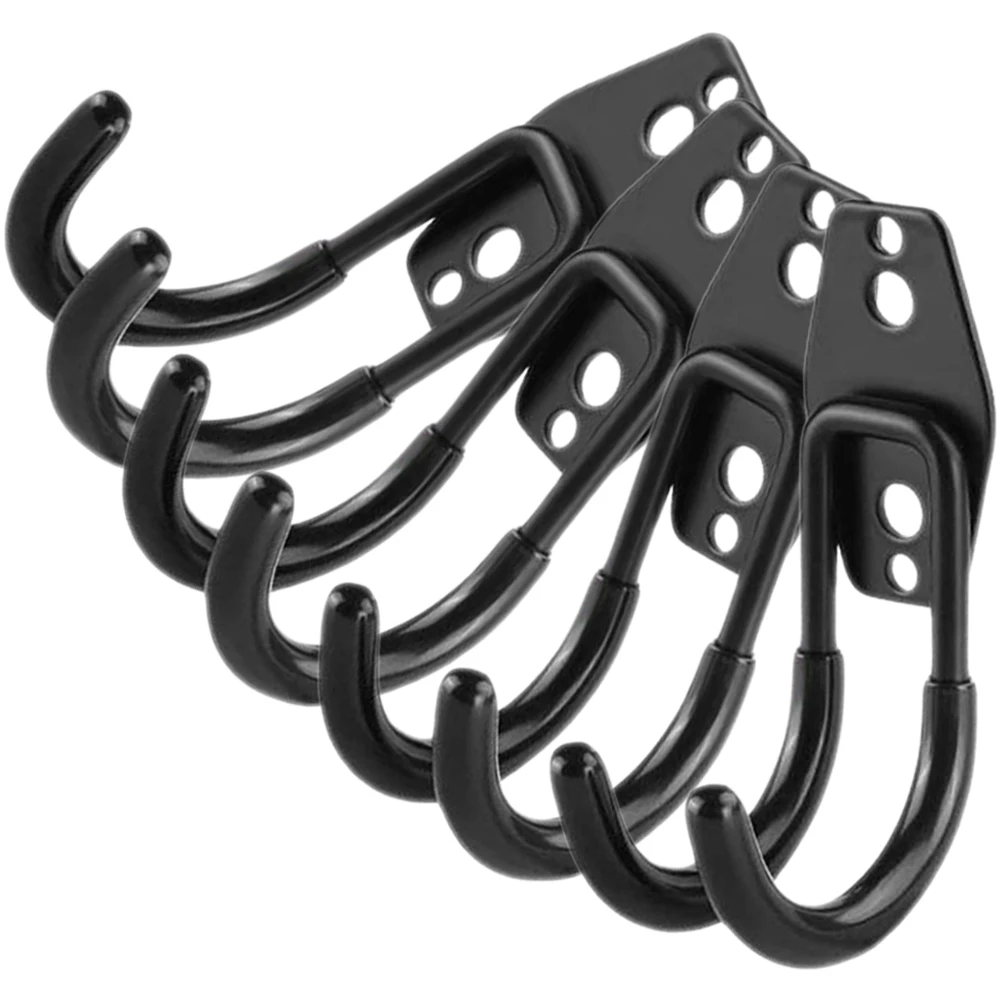 

4pcs Heavy Metal Hooks for Garage Wall Mount Tools Organizer Hook Black Small Curve Tools Bikes Garden Storage Organization