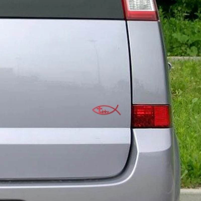 Christian Fish Emblems Sticker 3D Car Fish Decal Sticker for Car Window Bumper Automotive Fish Badge