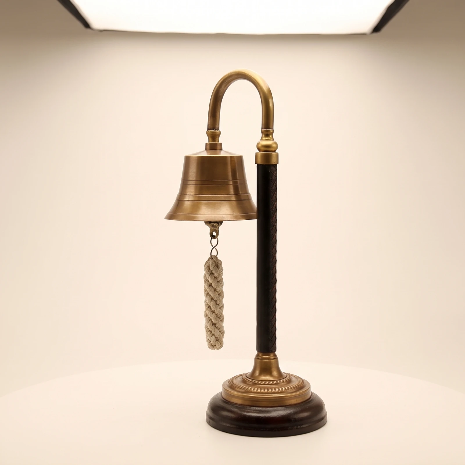 Brass Hand Bell Elegant Hand Bell with Wrapped Grip Vintage Polished for Collectors, Bookshelf, Reception Desk