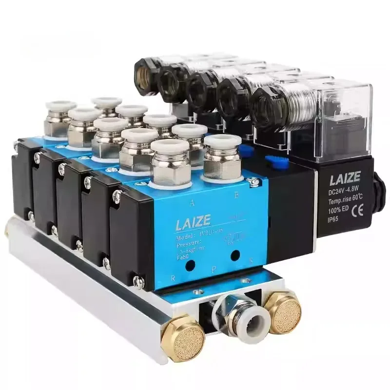 4V210-08 Pneumatic Solenoid Valve Group Manifold for Automated Machinery Air Cylinder Control