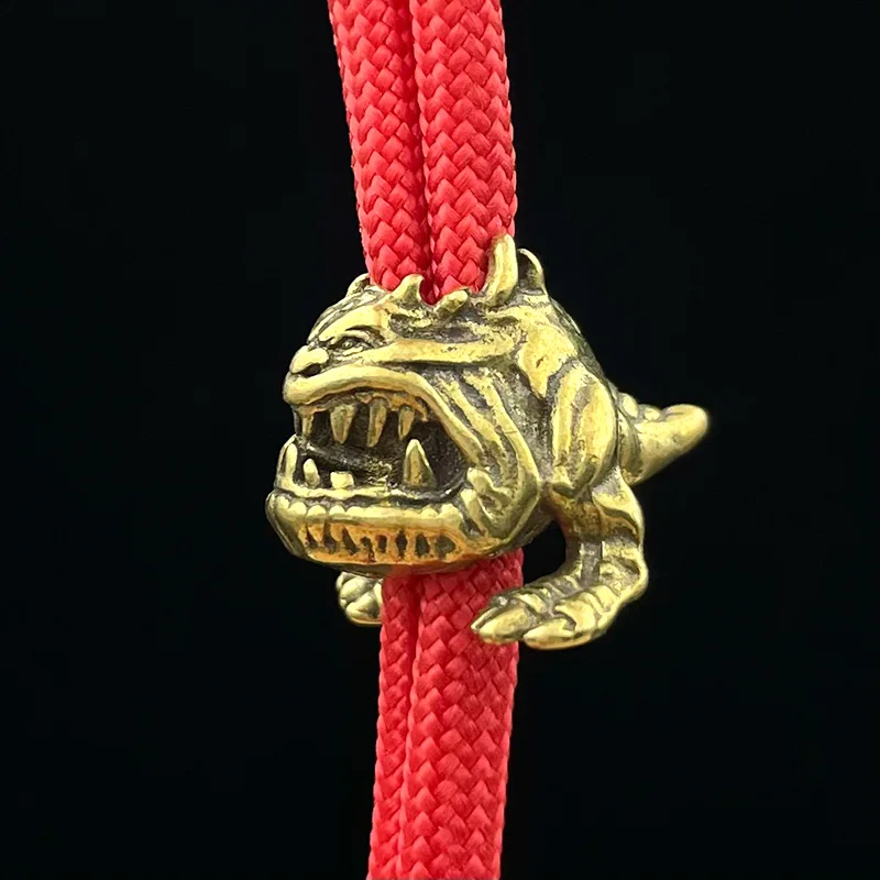 Brass Cuspid Teeth Monster Knife Beads EDC Outdoor DIY Paracord Woven Lanyard Keychain Pendants Metal Trinkets Jewelry Accessory