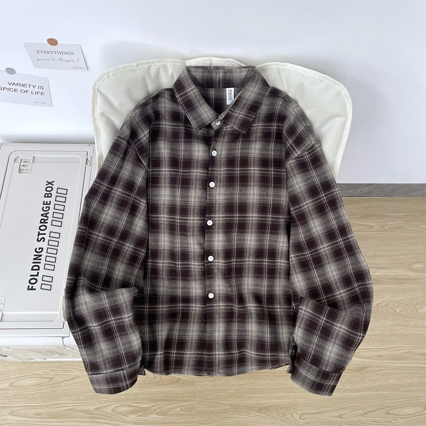 

Retro Japanese Style Plaid Shirt Men's Spring Autumn New Heavyweight Lazy Casual American Style Shirt Jacket for Students