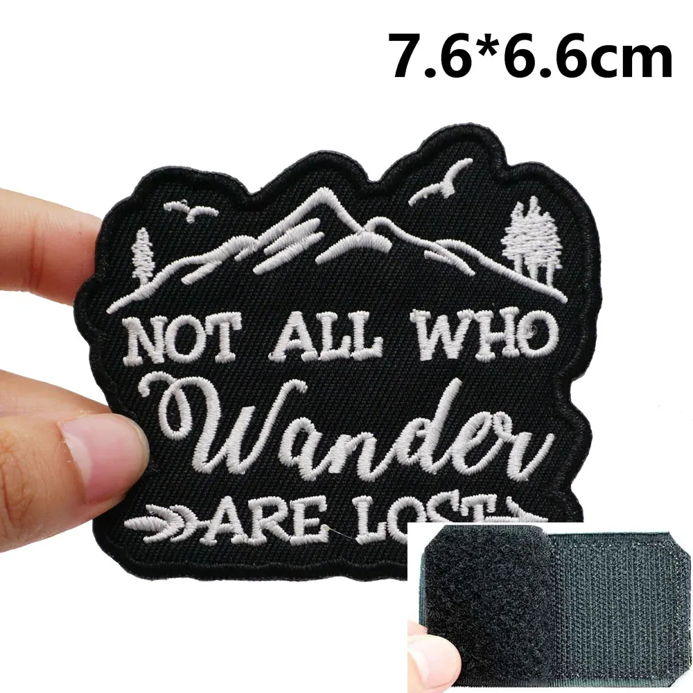 Not all who wander are lost Embroidered Patches Applique Sewing Label punk biker Band Rock Clothes Badges with hook backing