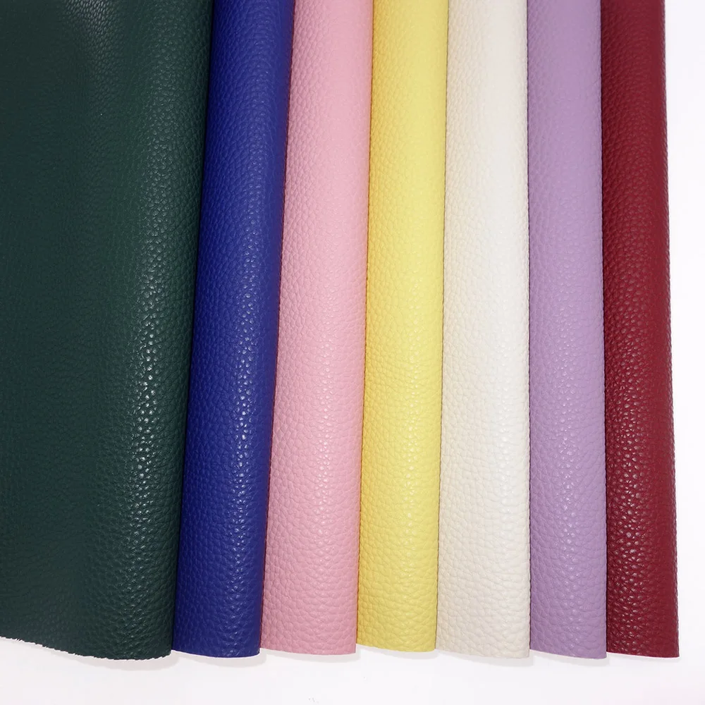 Litchi PU Leatherette Faux Leather Fabric Synthetic For Sewing Bow Bag Brooches Sofa Car DIY Hademade Material By Rolls