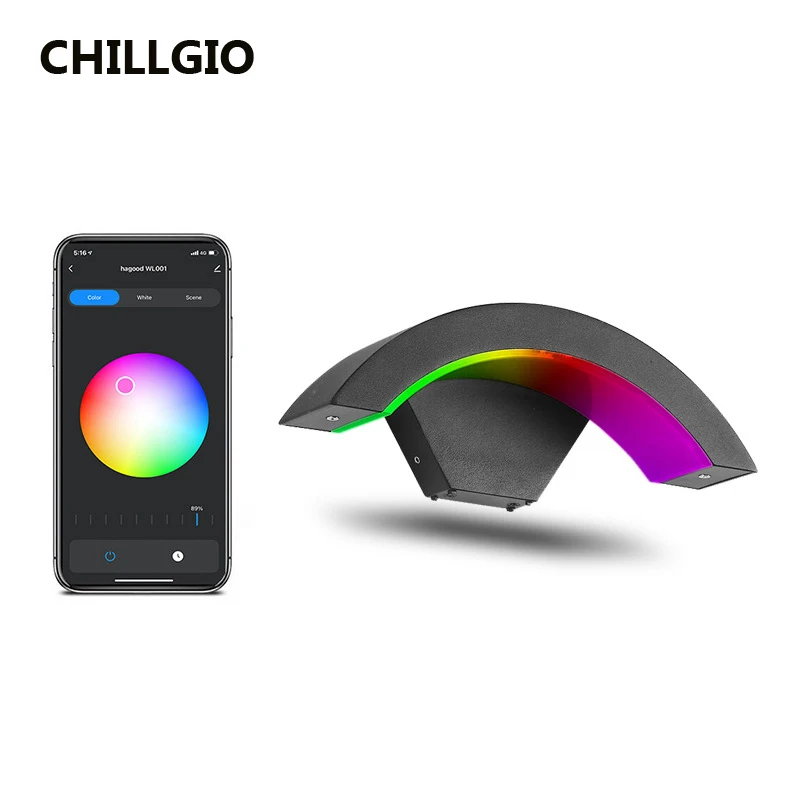 

CHILLGIO Outdoor Waterproof Smart Wall Lamp Patio Gardern Sconce Fixtures Modern Wifi App Remote Control RGB Interior Led Light