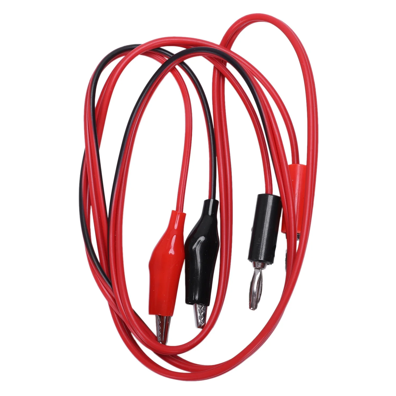 Dual Crocodile Clips Banana Plug Male to 2 test leads Black and red cable