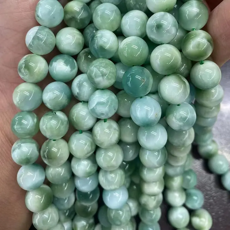 6-8-10-12mm Natural green Larimar stone Round Loose Beads For Jewelry Making DIY Bracelets Necklace 15