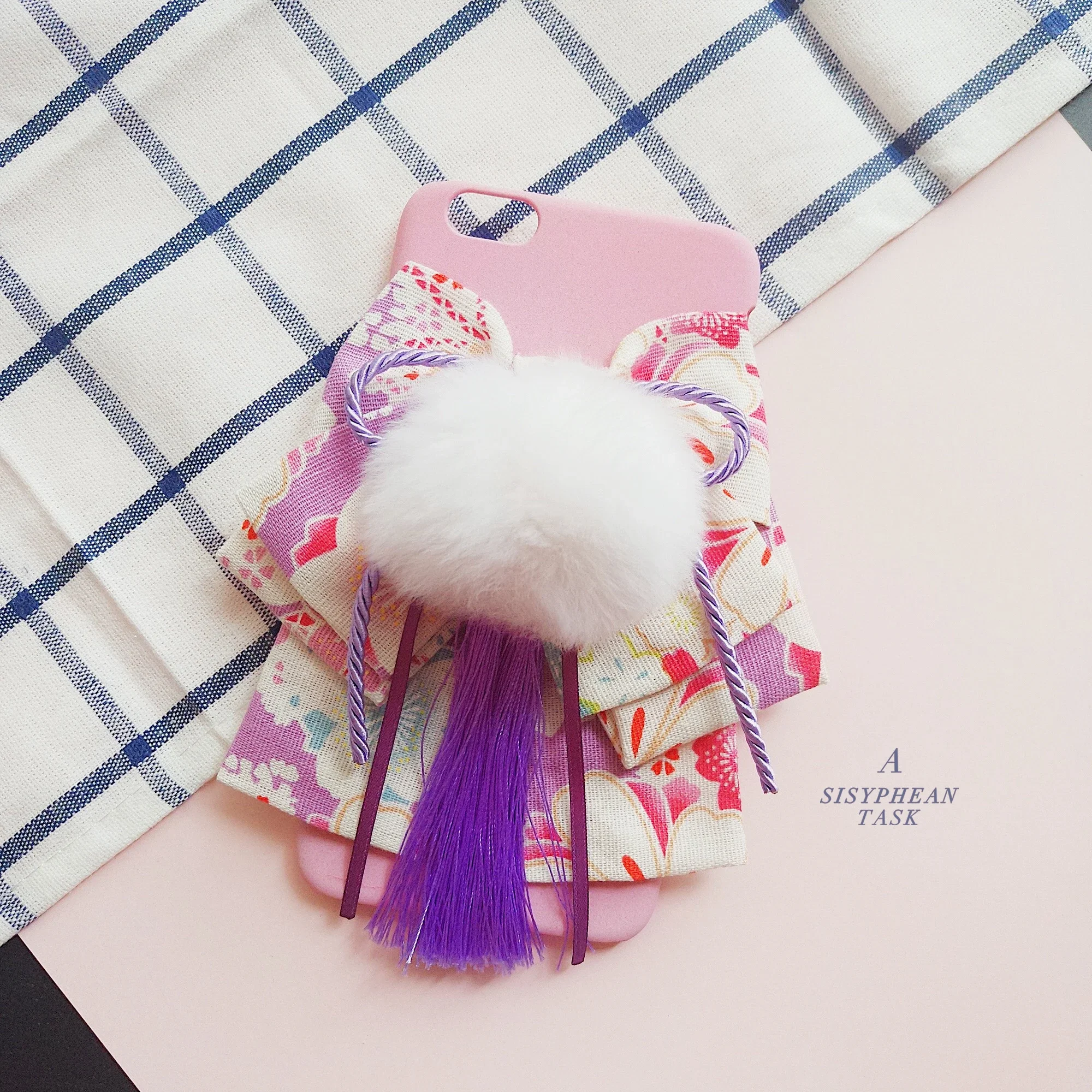 Dophee Japanese Girl Hanfu Apple Phone Protective Covers Rabbit Hair Ball Bow12 13 14 15 16 Promax Phone Case iPhone Case