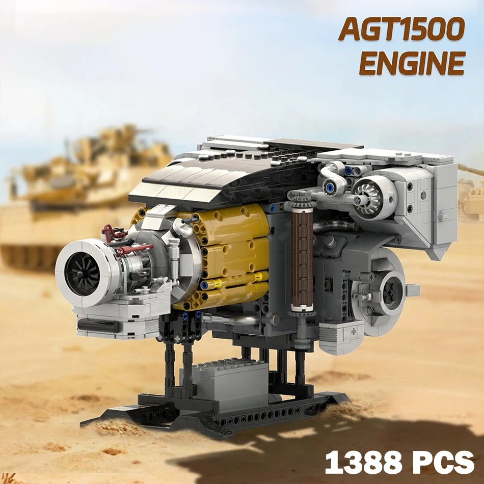 1388 PCS AGT1500 Gas Turbine Engine Building Blocks M1 Abrams Main Battle Tank Turboshaft Engine Constructions Bricks Toys Gifts