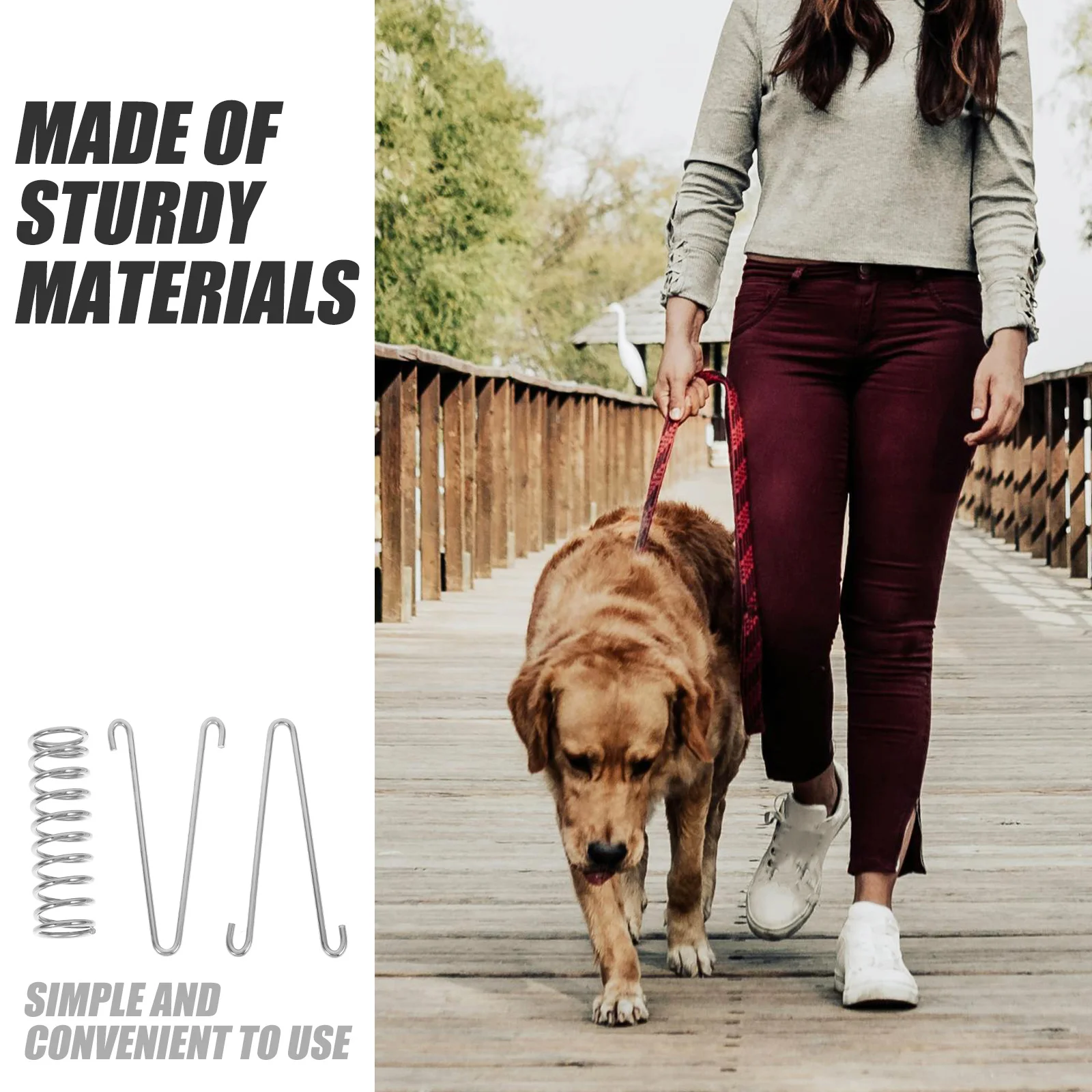 

Stainless Steel Dog Leash Spring Heavy Duty For Large Dogs Walking Hiking Pet Training Bungee Tensioner Dog Rope Spring