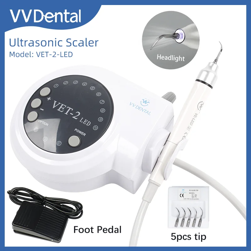 VV DentalUltrasonic Scaler Instrument con luce a LED 5 punte per la pulizia dei denti strumenti per odontoiatria Scaler igiene orale apparecchiature odontoiatriche