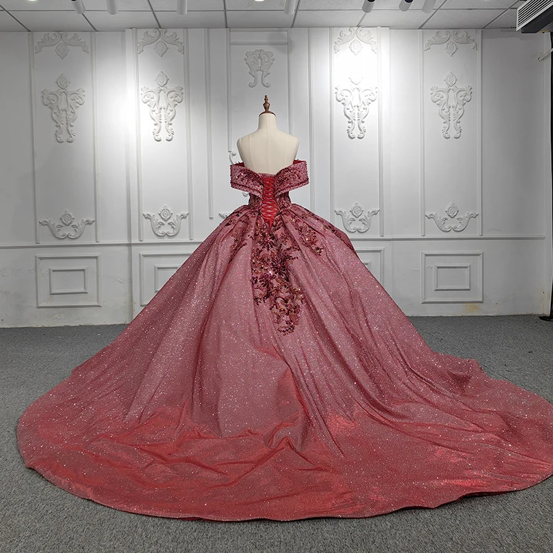 Vestidos De Organza hasta el suelo para Niña, traje De noche con escote corazón, con purpurina, para fiesta De graduación, DY6507, 15 Años