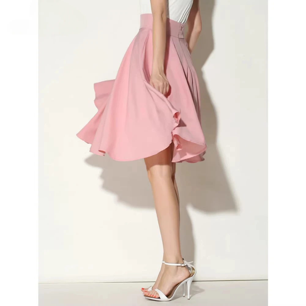 European and American Summer High Waist Casual Skirt Fashionable Solid Mid-length Women's Skirt Loose Commuting White Skirts