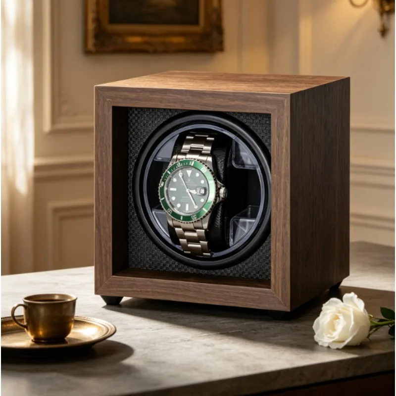 Wooden Watch Winder Box Automatic Rotator for Mechanical Watches Silent Display Case Anti-Magnetic Storage Organizer Gift