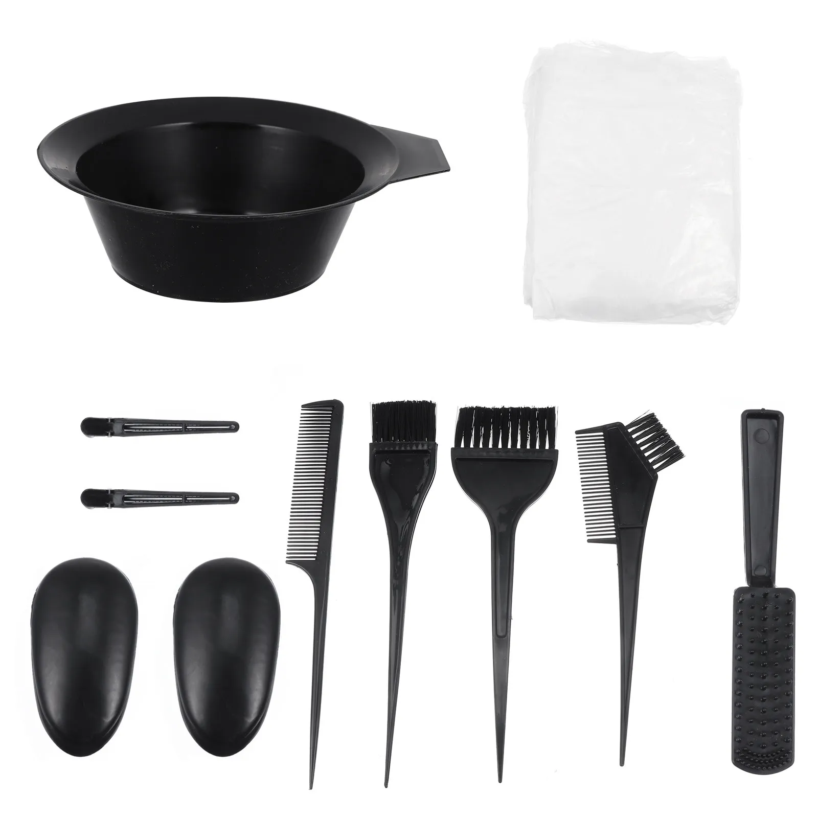 11Pcs Hair Dyeing Tool Set Includes Mixing Bowl Brushes Ear Covers Comb Sectioning Clips Salon Household Hair Coloring Supply