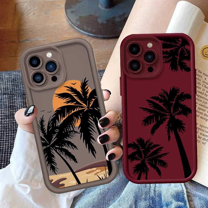 Coconut Tree Sun Beach Eye Ladder For Apple iPhone 15 14 13 12 11 XS XR X Pro Max Plus Cover Phone Case