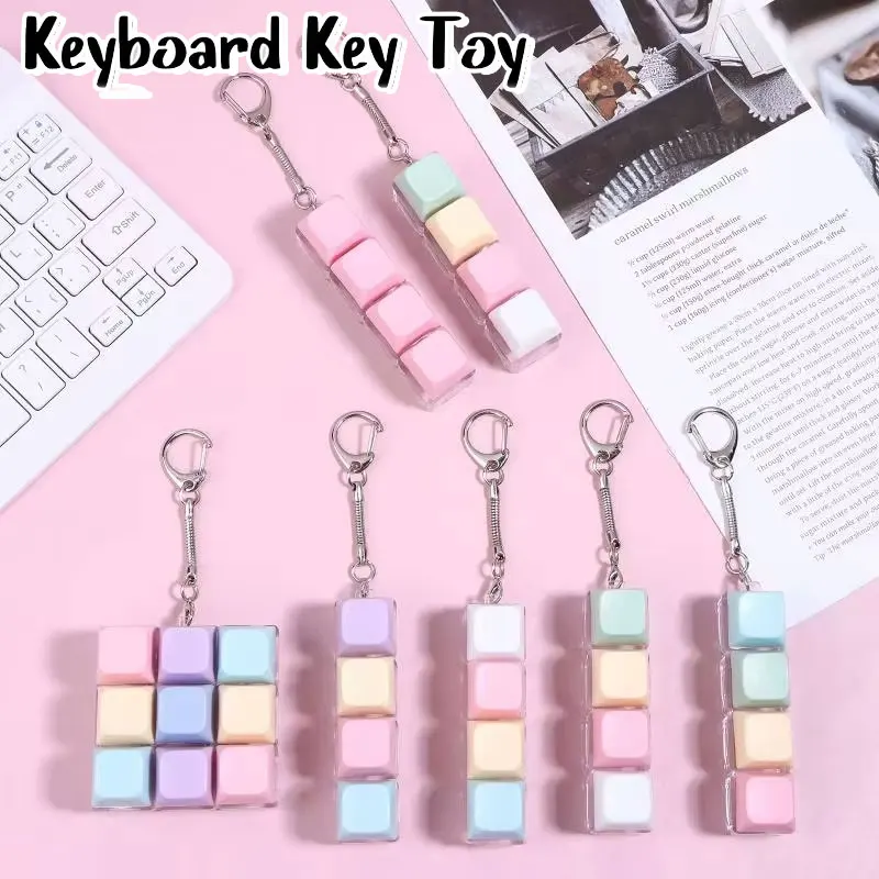 New Finger Button Anti-stress Toys 9/4 Mechanical Keyboard Keycaps Office Decompression Calming Keychain Gifts for Adults Kids