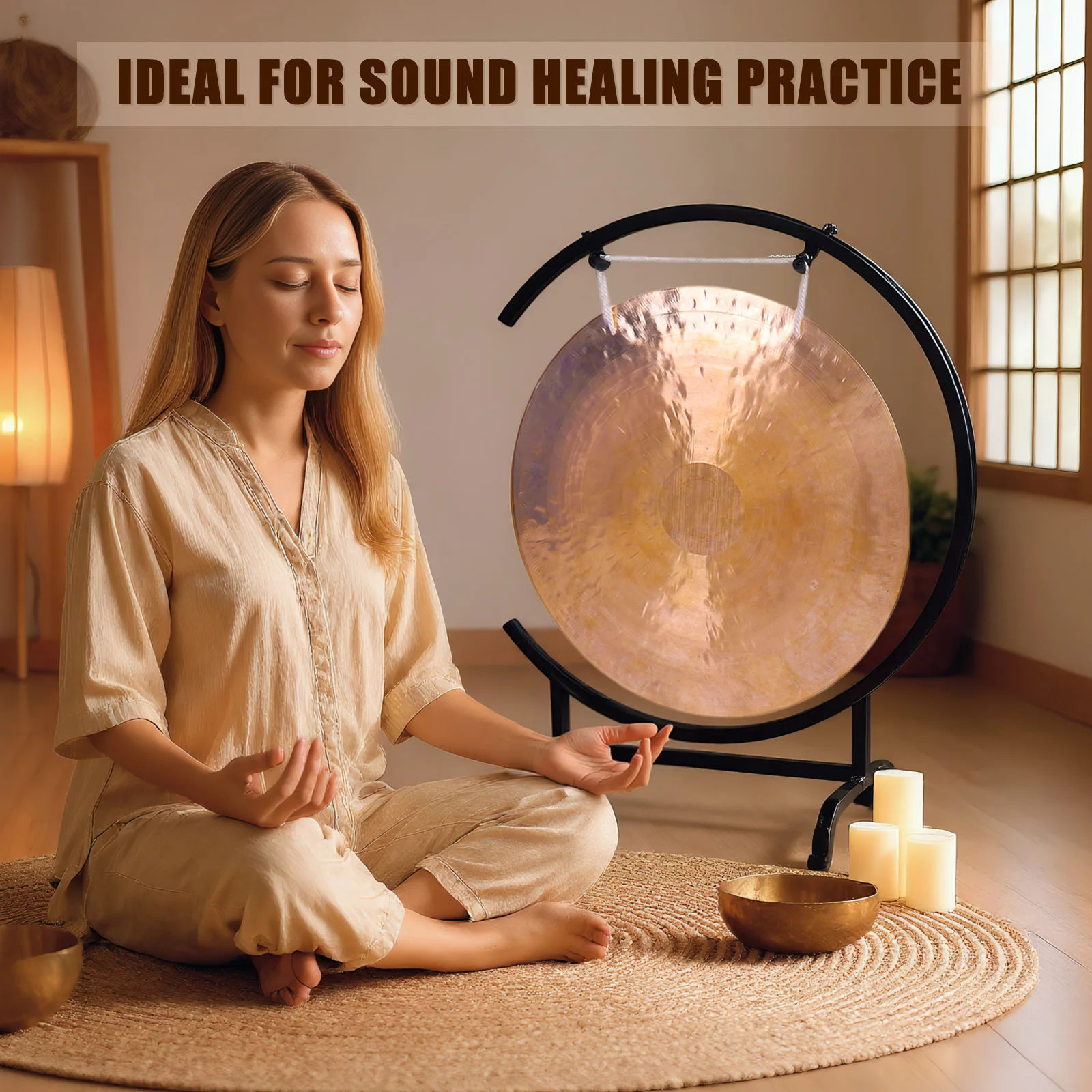 الصوت شفاء Gongs مع الوقوف الصينية فنغ Gong مع مطرقة التأمل غونغ للعلاج ديكور المنزل هووسورمينغ نعمة #2