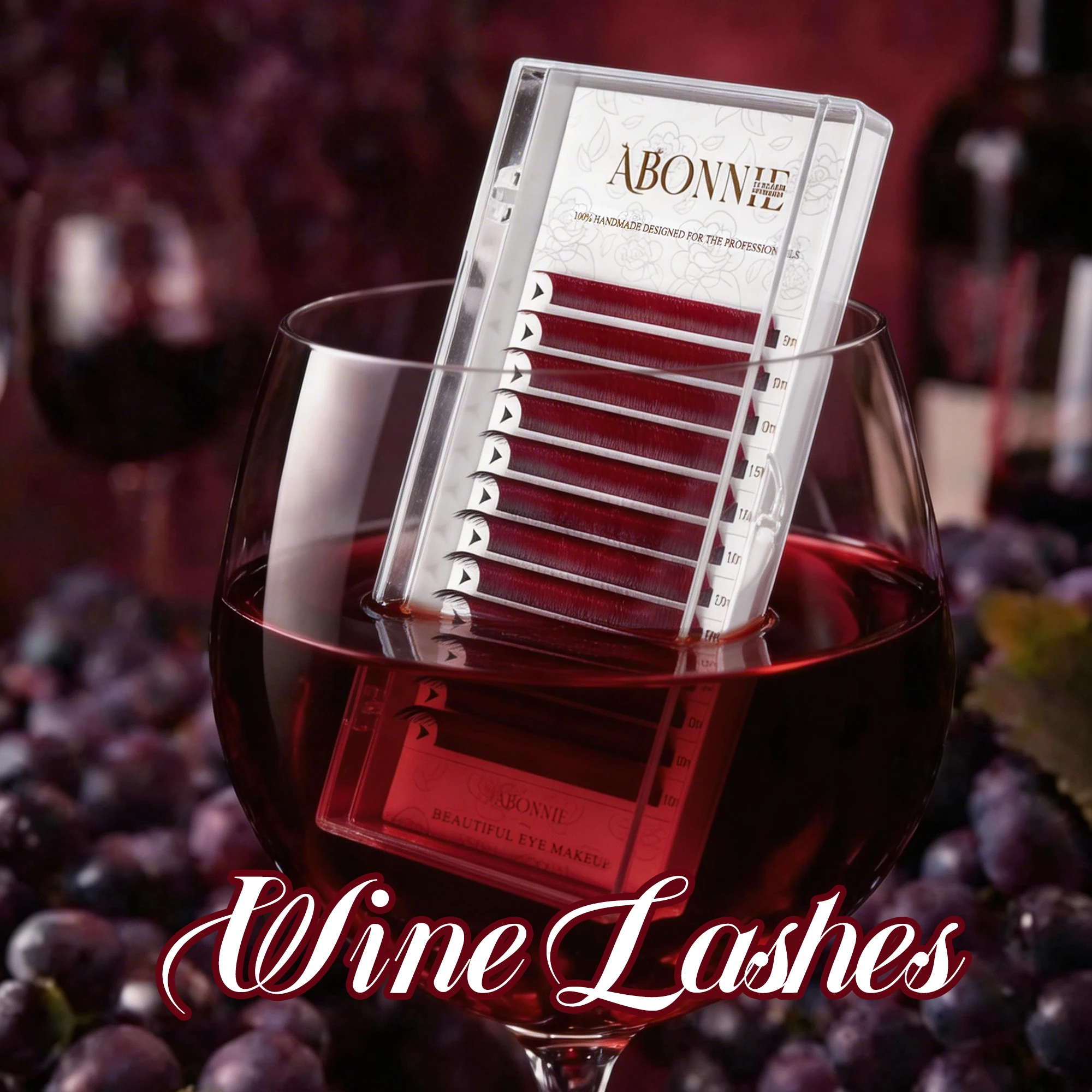 Pestañas ABONNIE Color Borgoña, Extensiones de Pestañas Clásicas Color Vino Tinto, Pestañas Coloridas Ombre