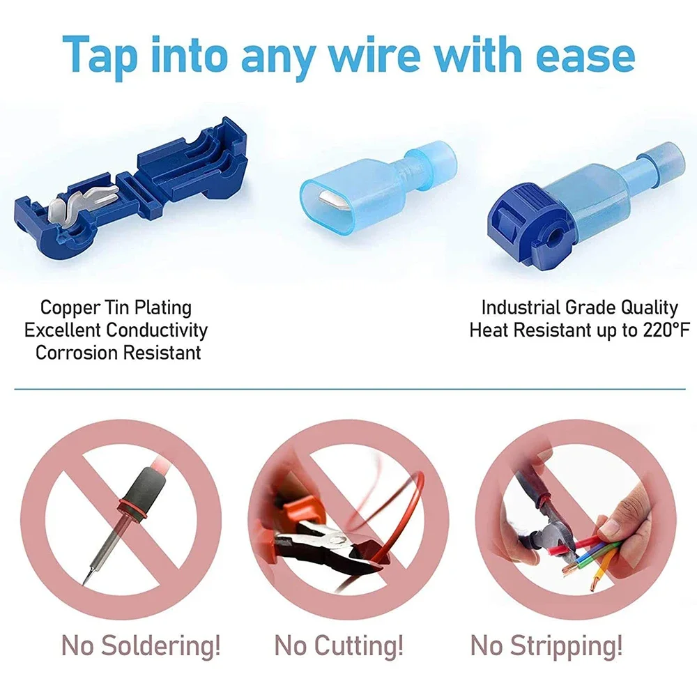 T-type takeout wire connector, wire splicing combination kit with insulated quick disconnect terminal, 12/16-14/22-18 AWG,120pcs