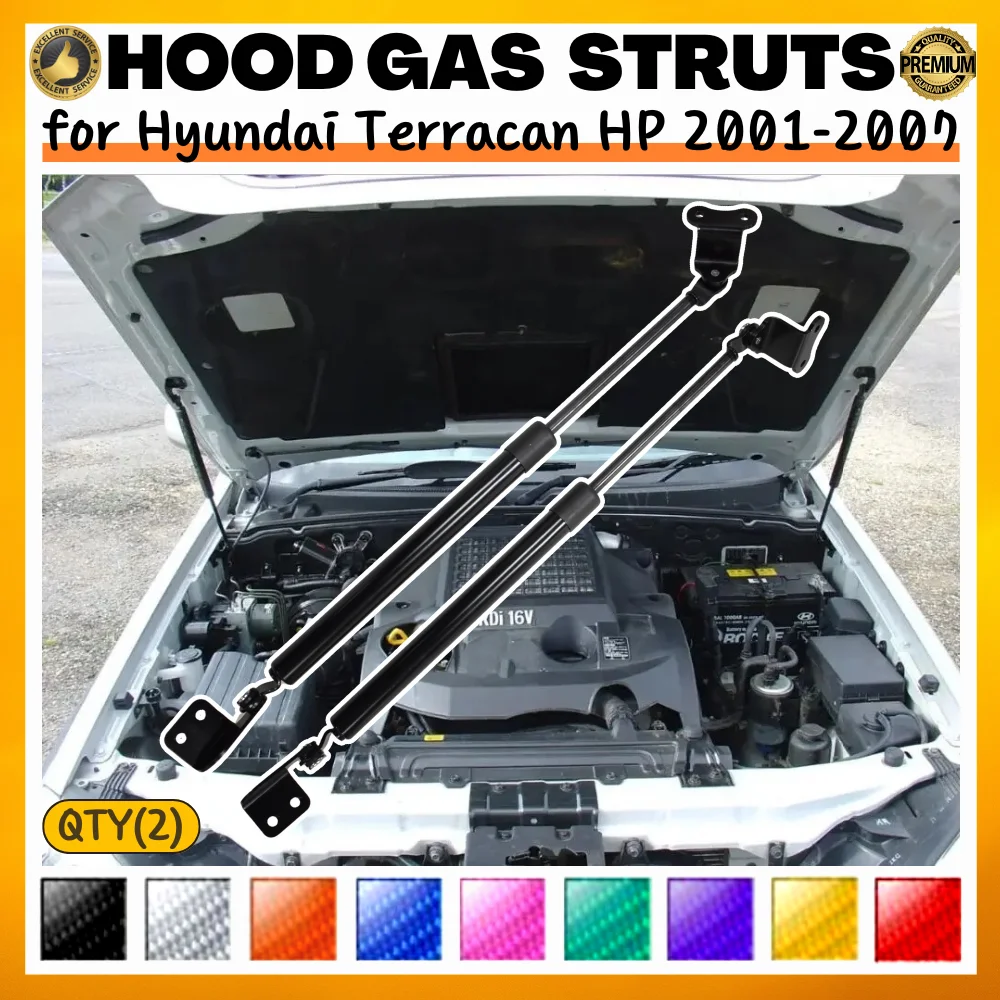 

Qty(2) Hood Struts for Hyundai Terracan HP 2001-2007 Front Bonnet Gas Springs Shock Absorber Lift Supports Dampers