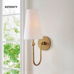 French Linen Wall Lamp Simple Bedroom Closets Bedside Living Room Aisle Restaurant Cafe Art Atmosphere Lamp Wall Decor