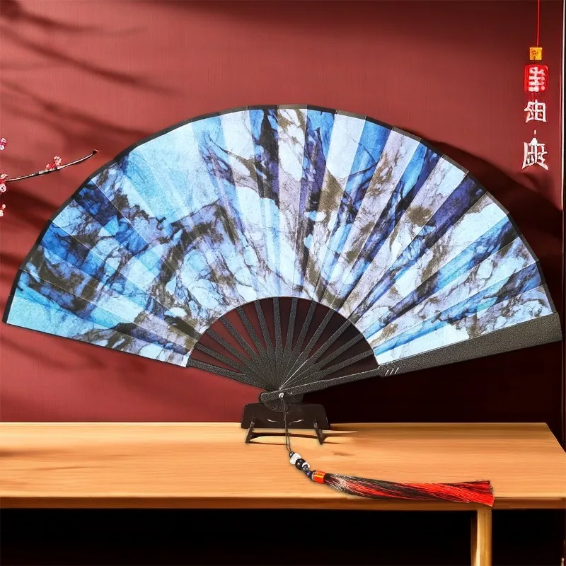 9 Inch Folding Fan Antique Tang Style Alloy Chinese Style Male and Female Antique Literati Kung Fu Fan