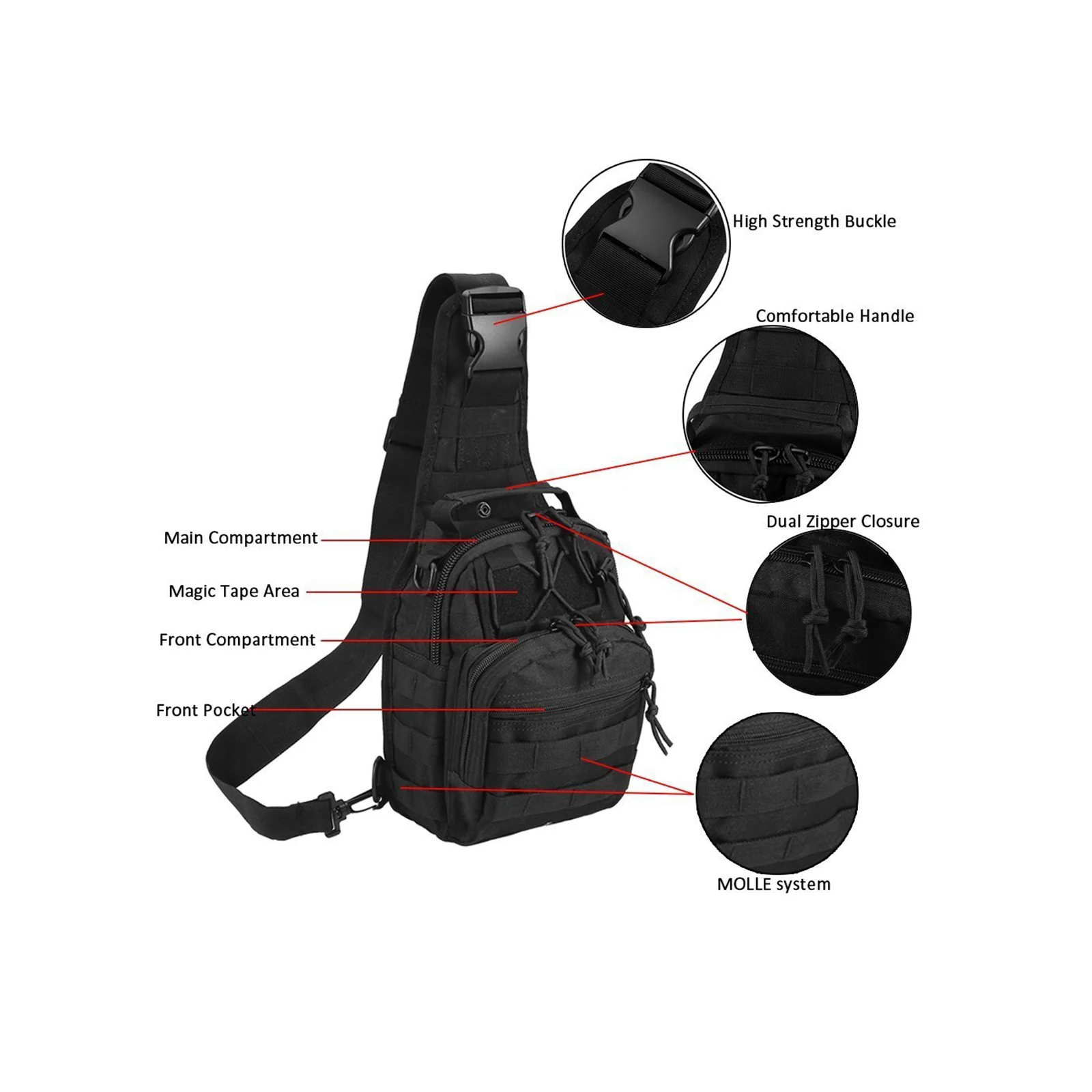 Tactical Shoulder Bag,Outdoor Military Sling Daypack Pack for Men Women Traveling, Trekking, Camping