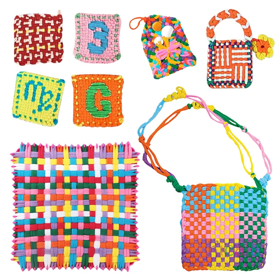 Zestaw do samodzielnego tworzenia zabawek tkackich dla dzieci w wieku 3+ lat, elastyczny zestaw do rękodzieła ze sznurków z kolorowymi gumkami. |   Zabawki edukacyjne do nauki wzorów i rozwijania umiejętności motorycznych