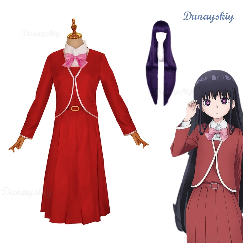 

Mysterious Disappearances Oto Adashino Oto Cosplay Costume Wig Halloween Anime Women Girls Cosplay Clothes Red Dress School Suit