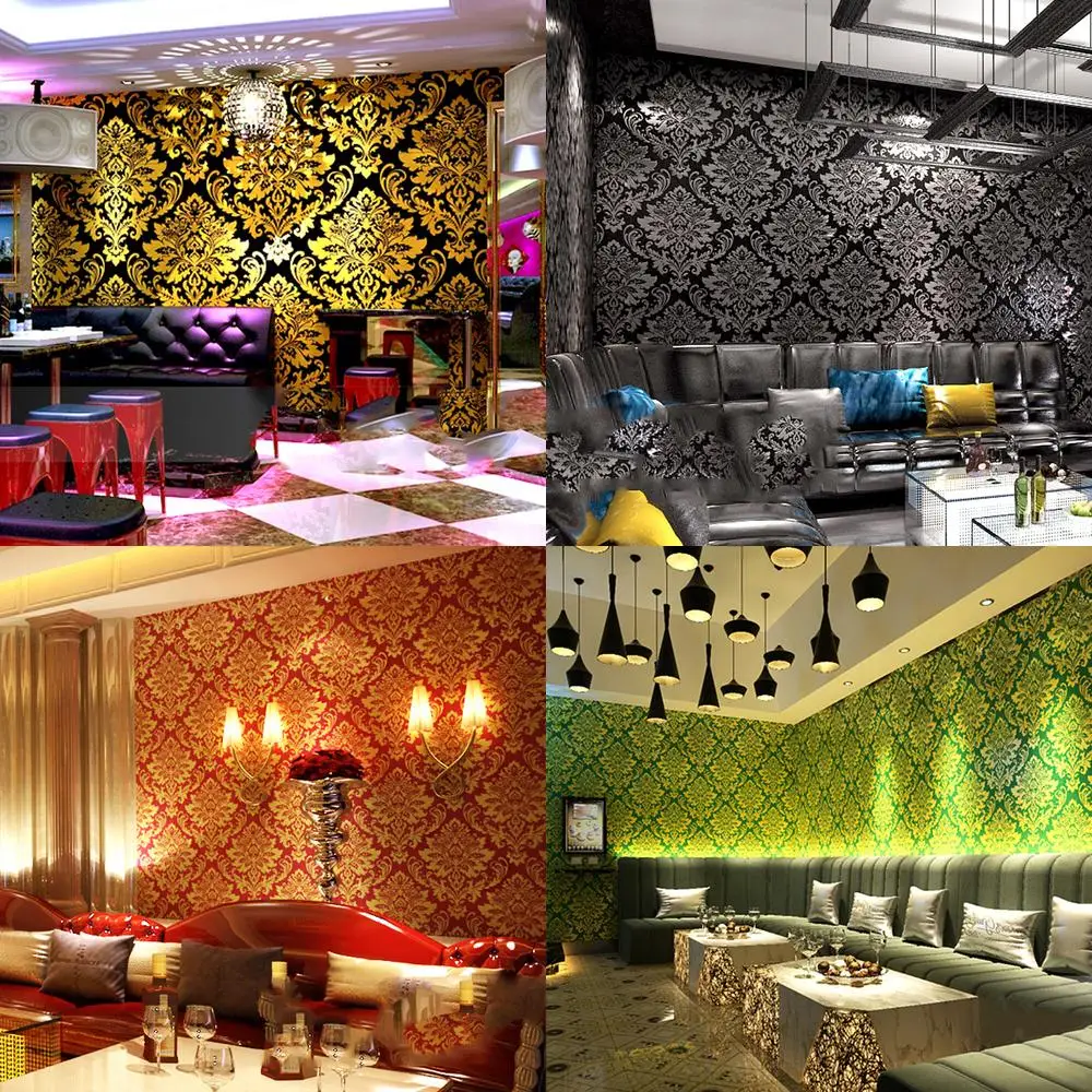 KTV Wallpaper 3D Stereo European Damask Waterproof Golden Warm Bedroom Living Room TV Background Wall Mural