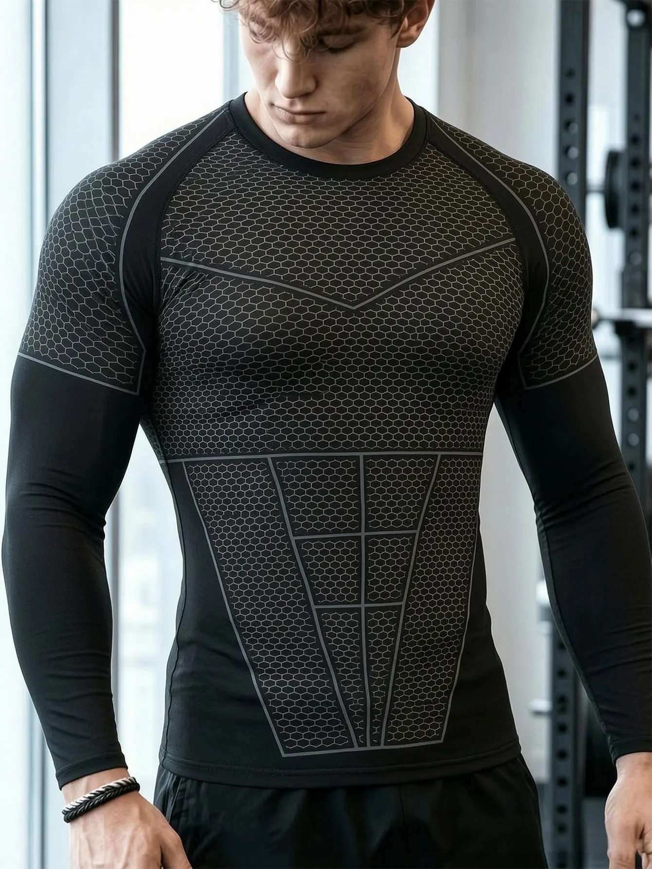 Men's T-Shirt Outdoor Training Top Quick Dry Breathable Tight Fit Sports Shirt Fitness Running Workout Compression T