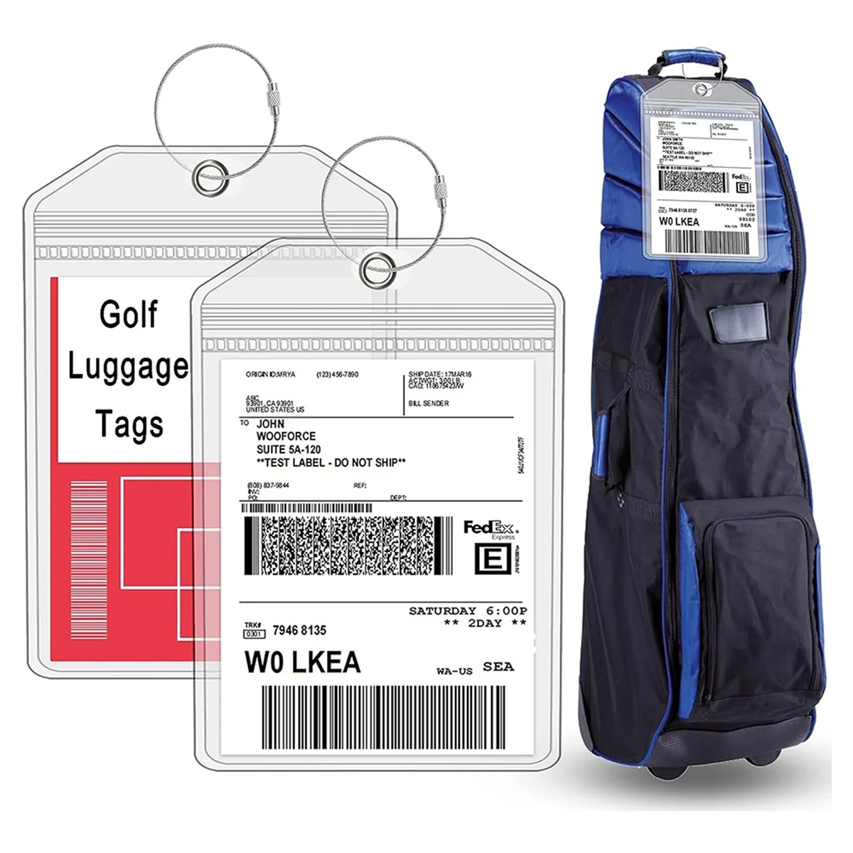 Extra Large Waterproof Travel Tag Set Travel Golf Luggage Tags Golf Bag Shipping Tag Holder 22.86Cm X 15.24Cm 4-Pack