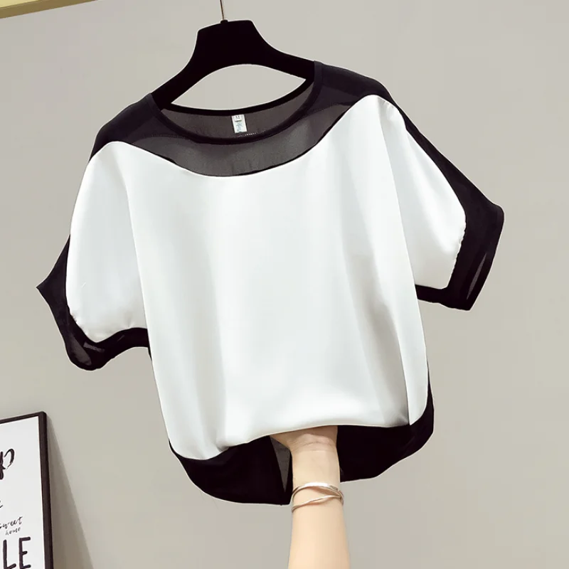 Summer Casual Blouse Women Fashion Loose Office-Lady Shirts Solid Short O-Neck Batwing Sleeve Blouses Elegant Blusas 3397