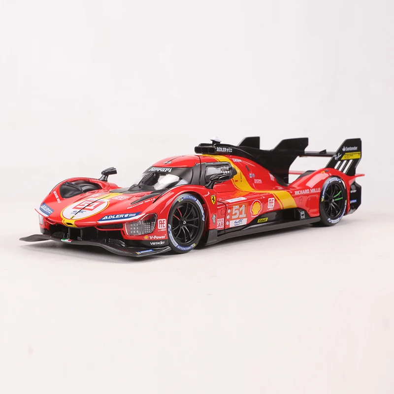 

Гоночный автомобиль Burago 1:24 Ferrari 499p Le, работающий 24 часа, модель мужского автомобиля из сплава