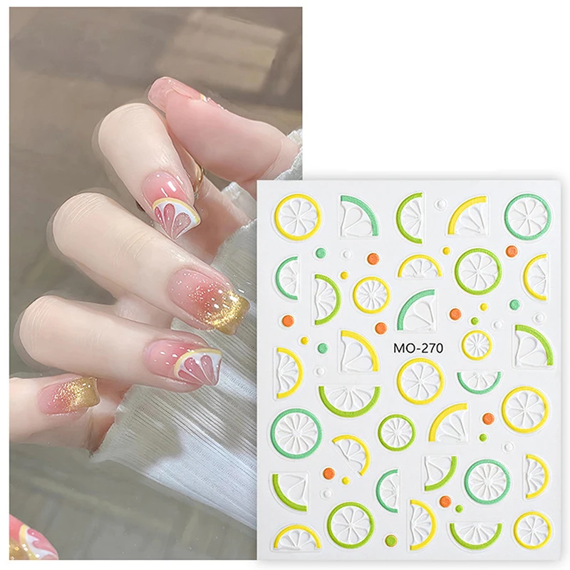 Lemon Cherry Strawberry DIY 5D Soft Embossed Relief Self Adhesive Nail Art Decorations Stickers Decal