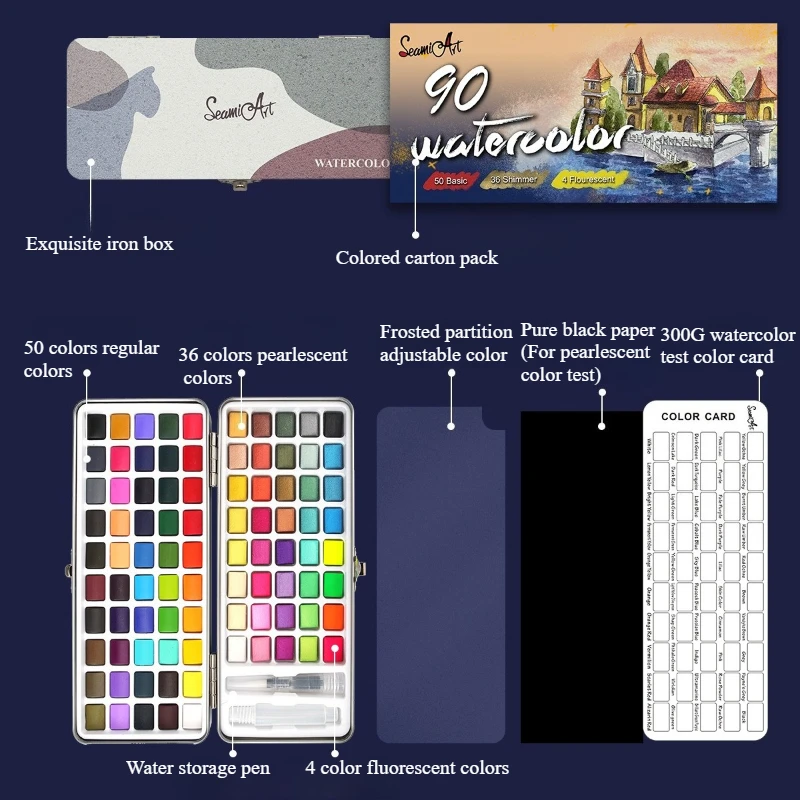 90 Color Solid Watercolor Set 3