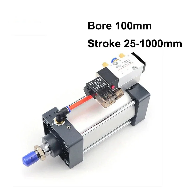 Pneumatic Standard Solenoid Valve Integrated Cylinder SCF Series Bore 100mm Stroke 25-1000mm Air Cylinders Set Dust Elimination