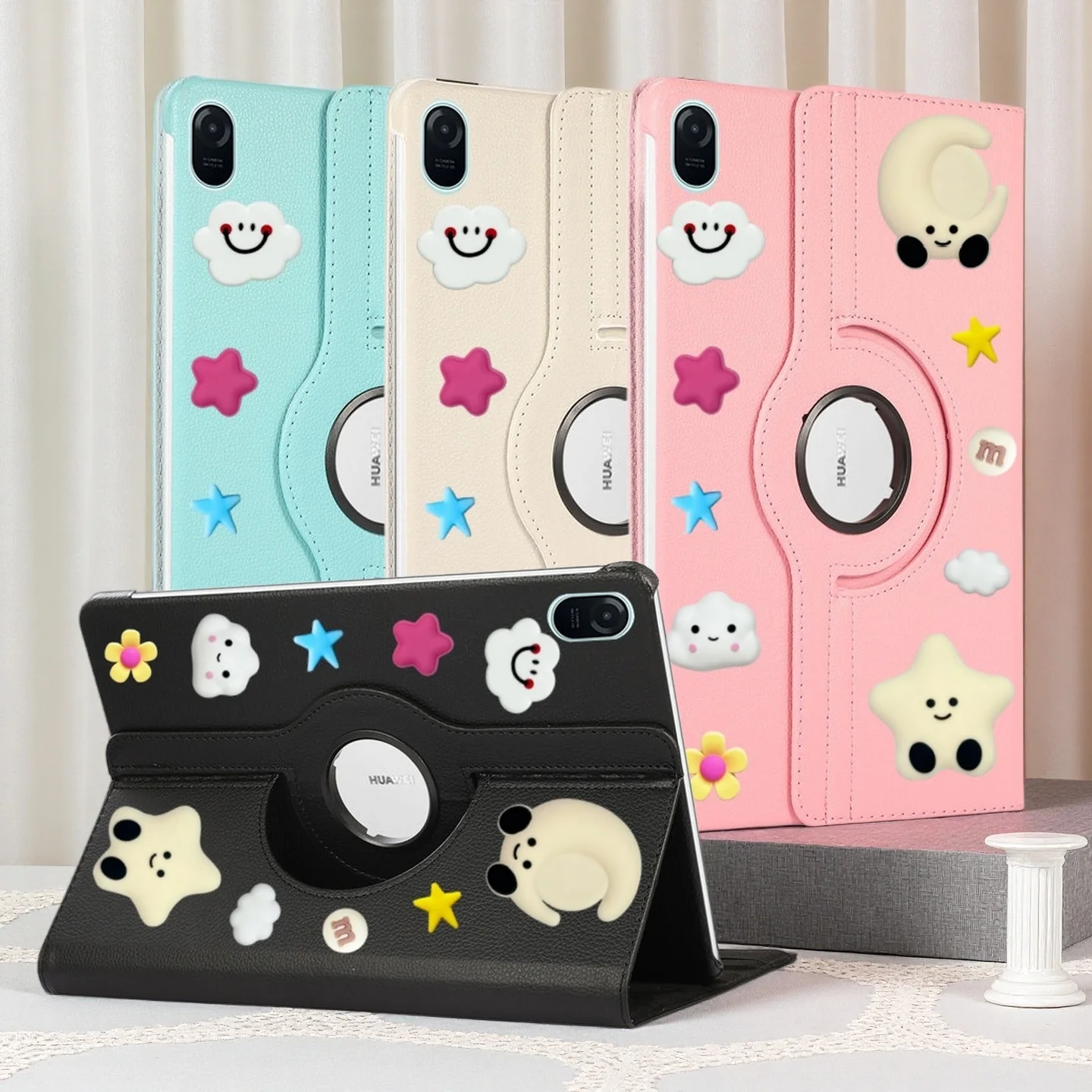 

For Xiaomi Redmi Pad 2 2025 Case 11 inch Kids Cartoon Moon Stars DIY Tablet Cover with Stand Auto Wake up/Sleep