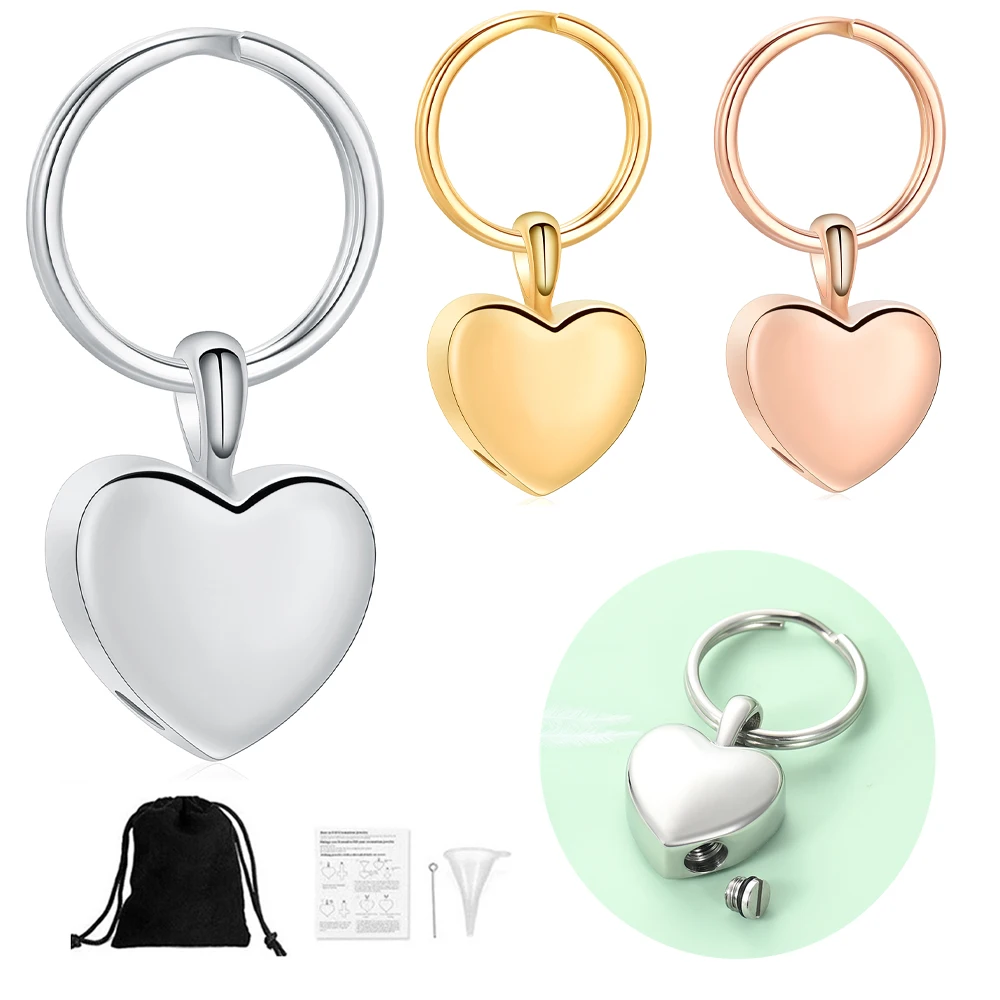 

Cremation Key chain Heart Stainless Steel Urns For Pet / Humen Ashes Keepsake Pendant Memorial Jewelry Customized