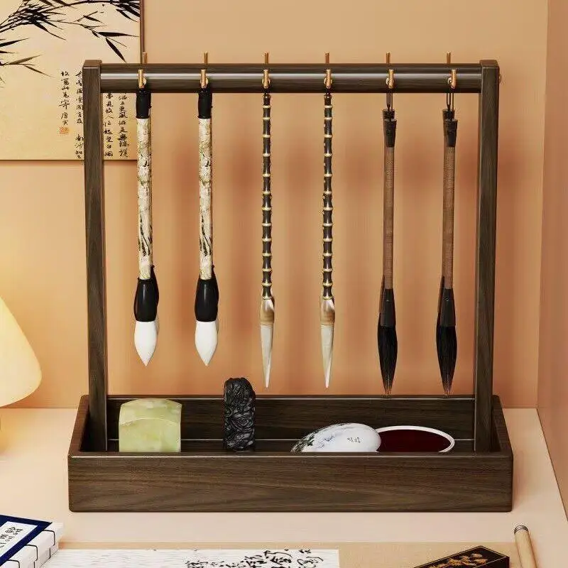 chinese-style-desktop-calligraphy-brush-holder-multi-functional-storage-rack-literary-four-treasures-display-stand-pen-rest