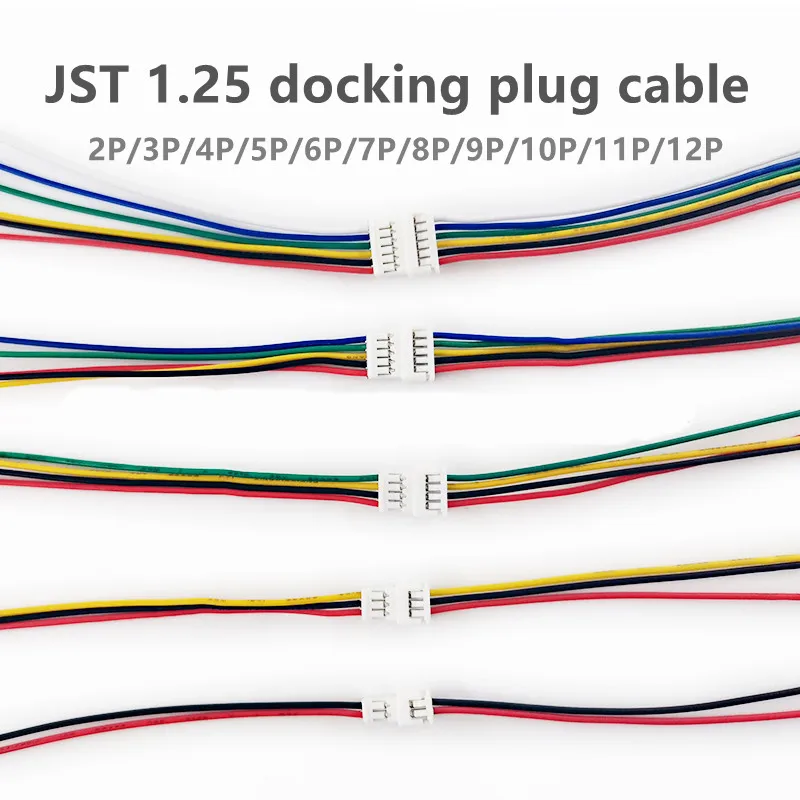 10pcs/10set JST MX1.25 2PIN~8PIN Air Docking Connector Wire 10cm~40cm 28AWG male / female pair plug Electronic Wire 1.25mm Pitch