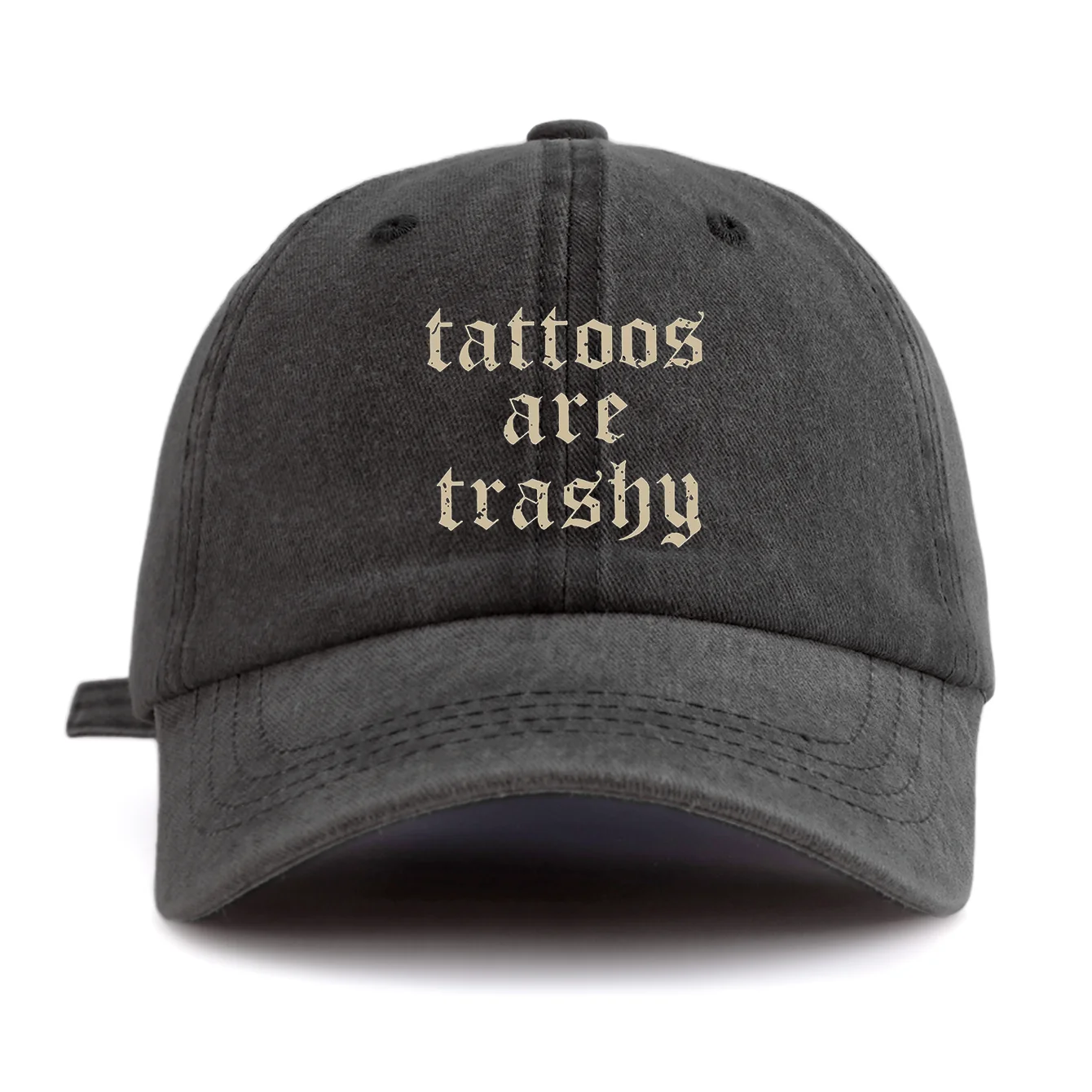1pc Tattoos Print Washed Baseball Cap for Adults, Minimalist Retro Style Casual Soft Adjustable Dad Hat, Perfect As Gift